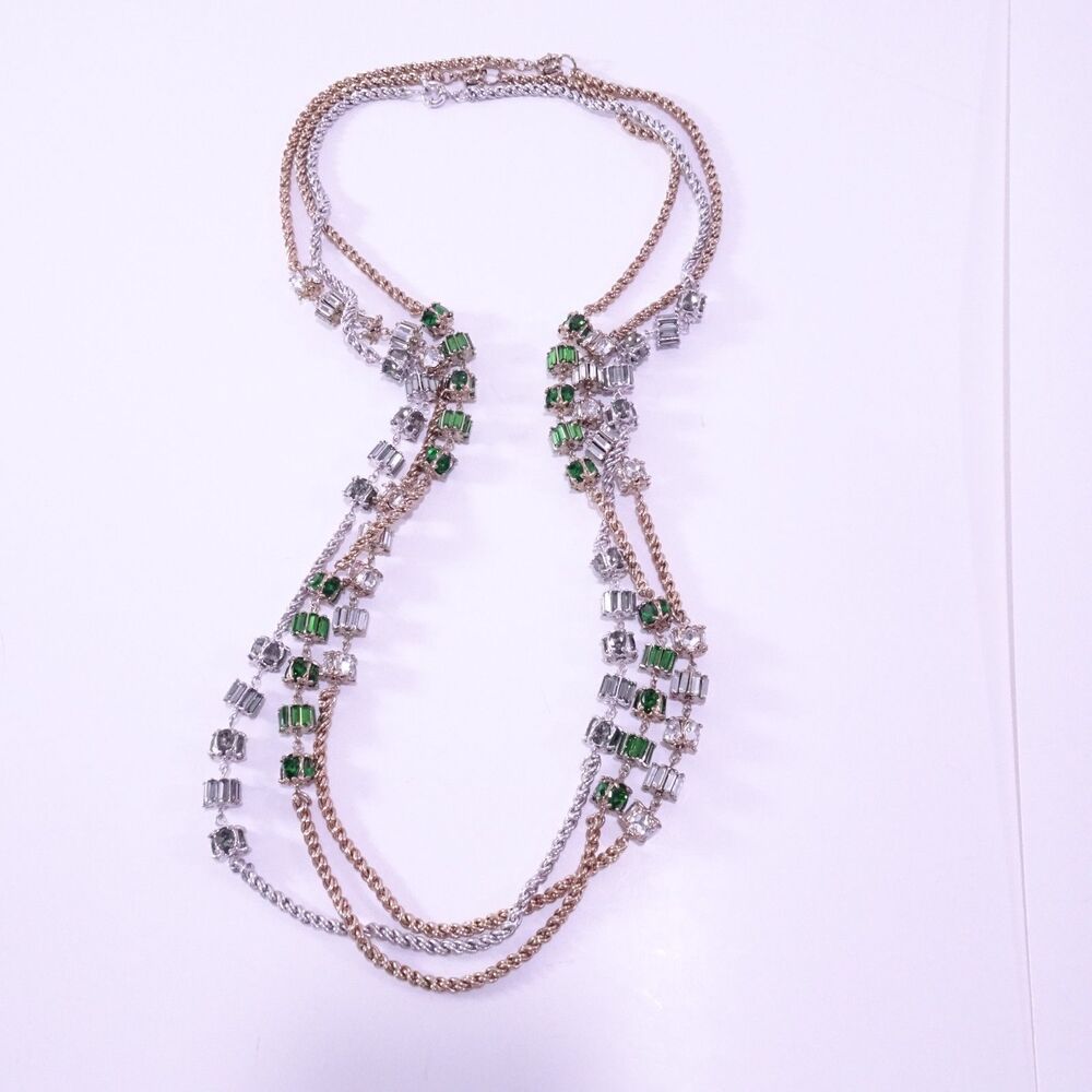 Neiman Marcus Rose Gold Chain Necklace with Green Gem Accents - Picture 7 of 9